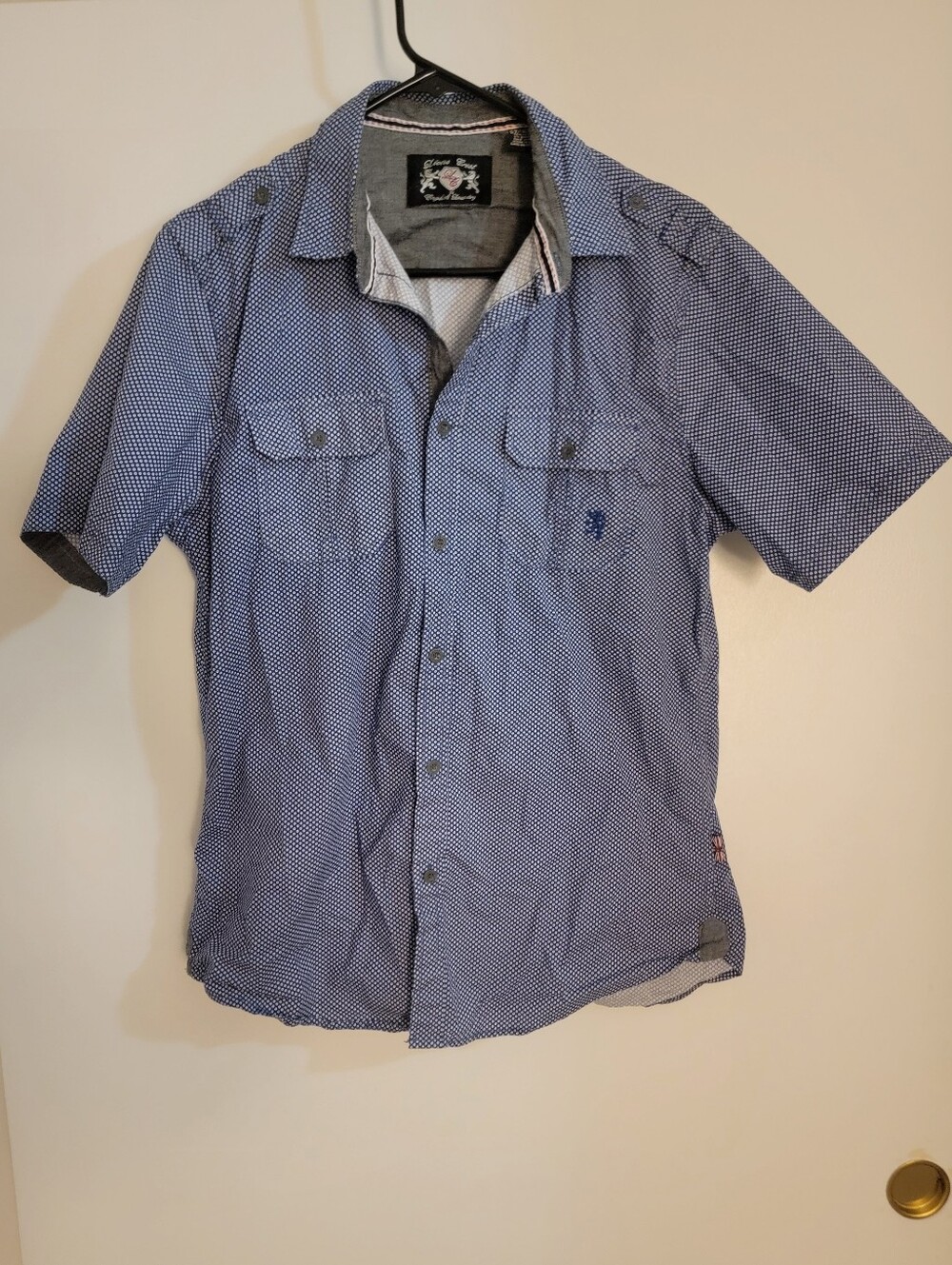 🆕️👔 English Laundry Button Down Short Sleeve Shirt, Blue/Wht, Sz M